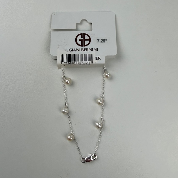 Giani Bernini Womens Sterling Silver Pearl Drop Chain Metal Design Bracelet - Picture 5 of 5